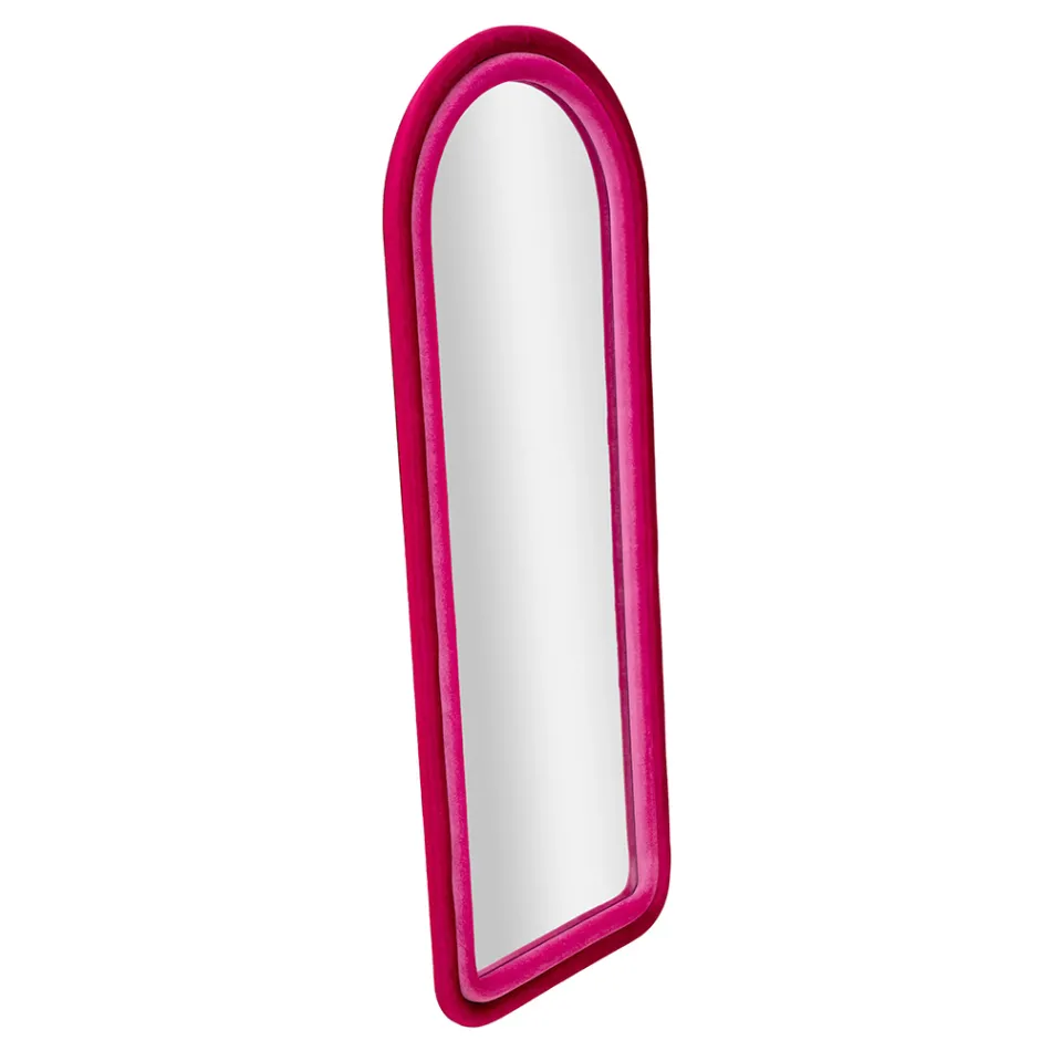 Espelho de parede em MDF revestido de veludo com tampo arqueado - Jessica Viadurini