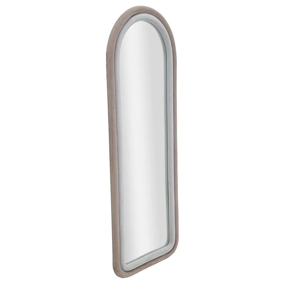 Espelho de parede em MDF revestido de veludo com tampo arqueado - Jessica Viadurini
