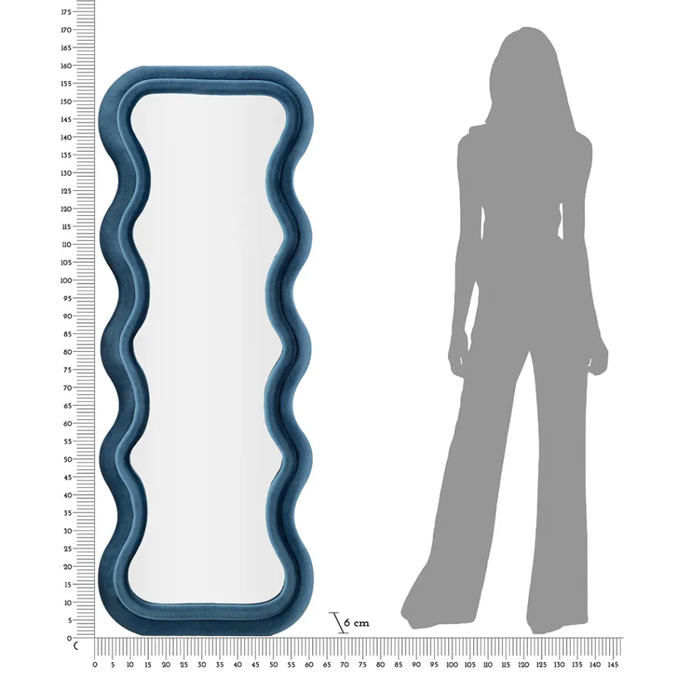Espelho de Parede em MDF Revestido em Veludo com Linhas Onduladas - Sheldon Viadurini
