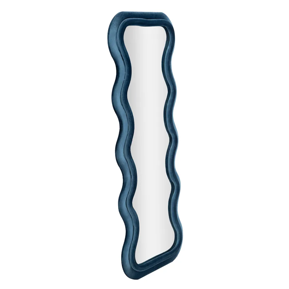 Espelho de Parede em MDF Revestido em Veludo com Linhas Onduladas - Sheldon Viadurini