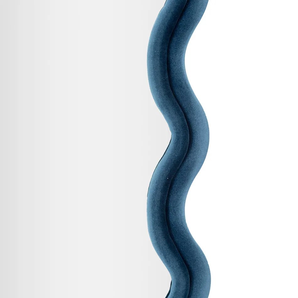 Espelho de Parede em MDF Revestido em Veludo com Linhas Onduladas - Sheldon Viadurini