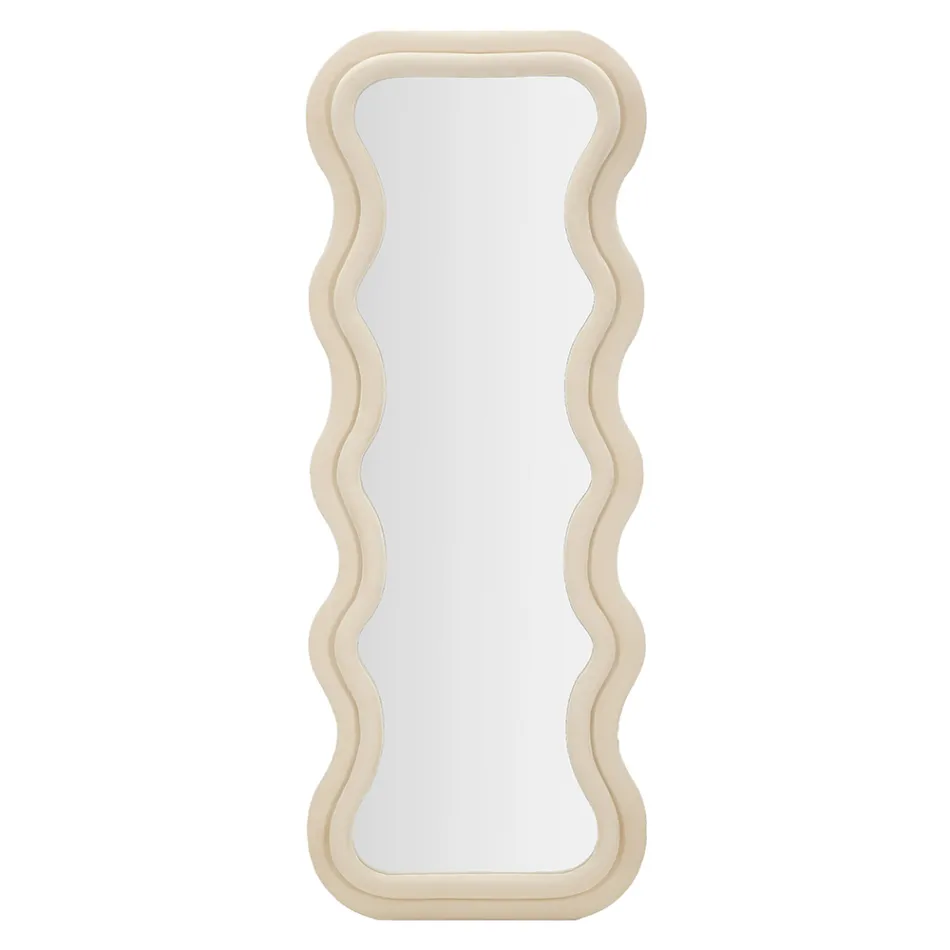 Espelho de Parede em MDF Revestido em Veludo com Linhas Onduladas - Sheldon Viadurini