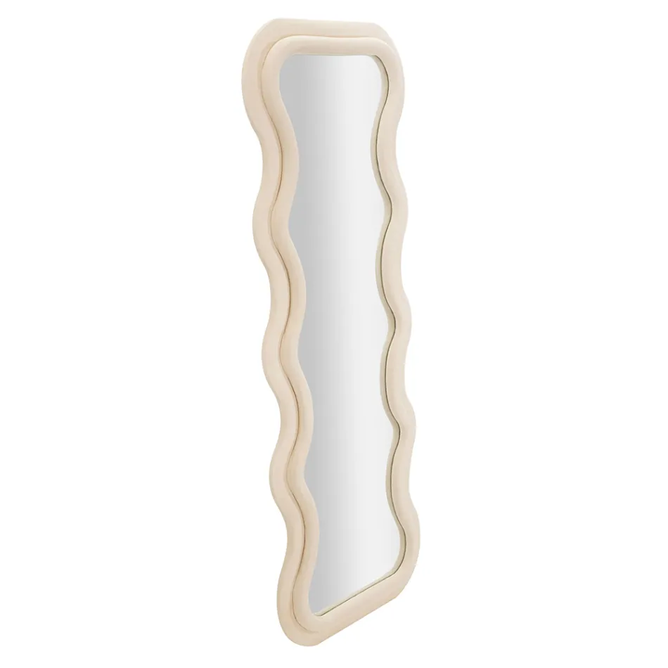 Espelho de Parede em MDF Revestido em Veludo com Linhas Onduladas - Sheldon Viadurini