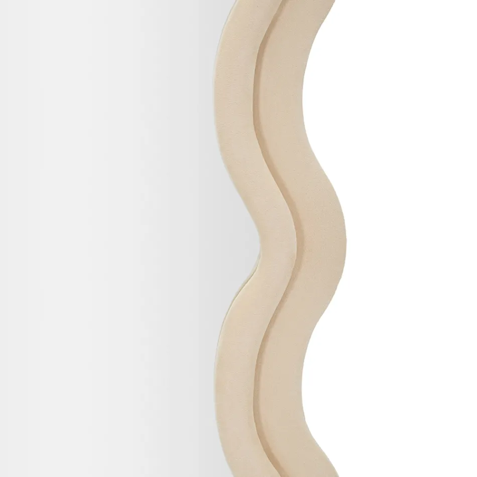 Espelho de Parede em MDF Revestido em Veludo com Linhas Onduladas - Sheldon Viadurini