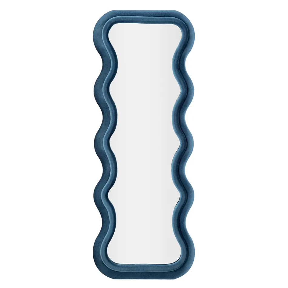 Espelho de Parede em MDF Revestido em Veludo com Linhas Onduladas - Sheldon Viadurini