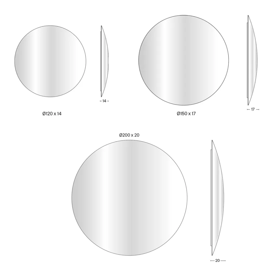 Espelho de Parede em Vidro Curvo Convexo em Diferentes Acabamentos - Leve Viadurini