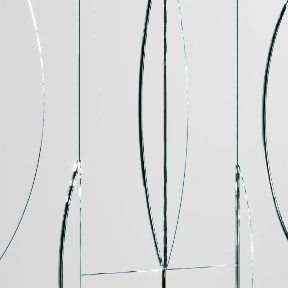 Espelho de parede modular com estrutura de madeira Made in Italy - Saetta Viadurini