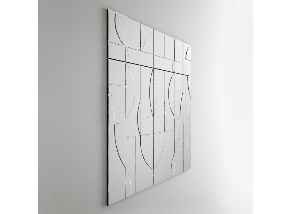 Espelho de parede modular com estrutura de madeira Made in Italy - Saetta Viadurini