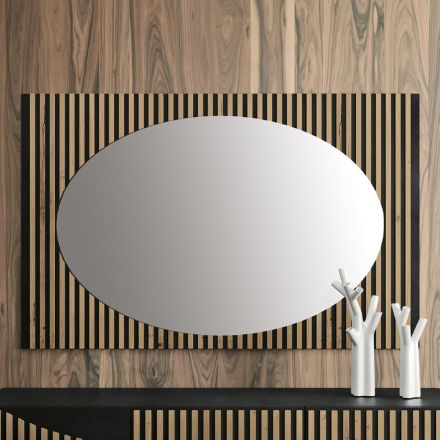 Espelho de parede oval com suporte de ripas verticais fabricado na Itália - Anne Viadurini