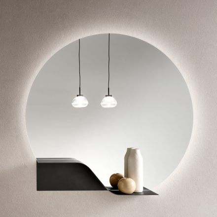 Espelho de parede com iluminação LED e moldura em ABS, fabricado na Itália - Dafira Viadurini