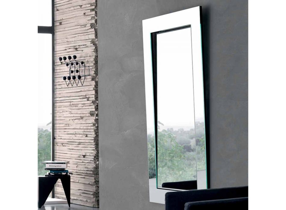 Espelho de parede retangular com moldura inclinada fabricado na Itália - Salamina Viadurini