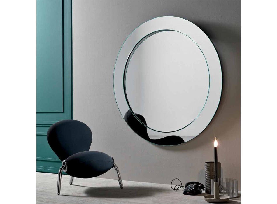 Espelho de parede redondo com moldura inclinada fabricada em Itália - Salamina Viadurini