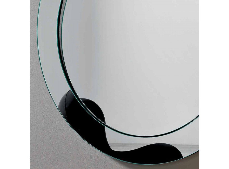 Espelho de parede redondo com moldura inclinada fabricada em Itália - Salamina Viadurini