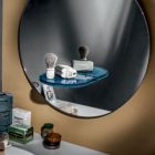Espelho redondo de parede com prateleira de vidro colorido Made in Italy - Eliza Viadurini