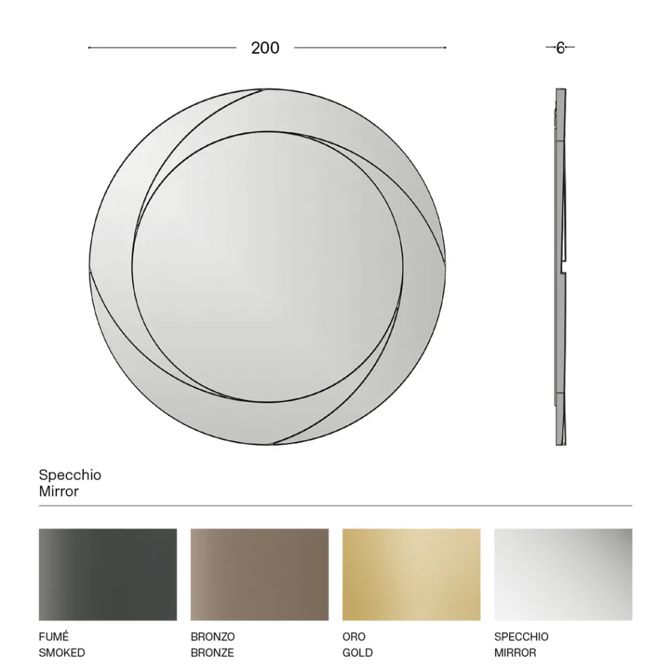 Espelho Redondo de Parede com Estrutura de Madeira Made in Italy - Navona Viadurini