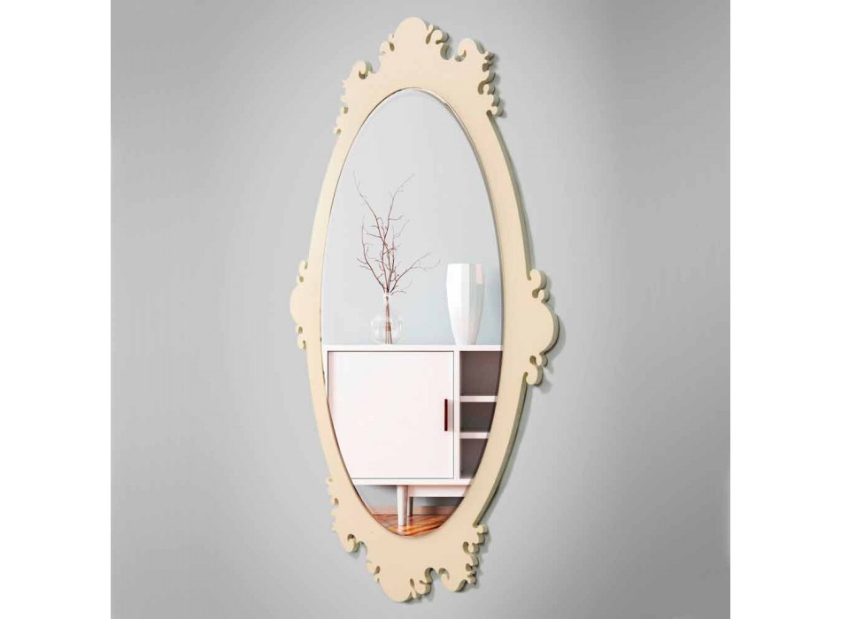Espelho de parede vintage em madeira marrom com moldura - Giangio Viadurini