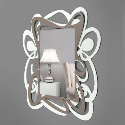 Grande espelho decorativo de parede de design moderno em branco e cacau - Bocchio Viadurini