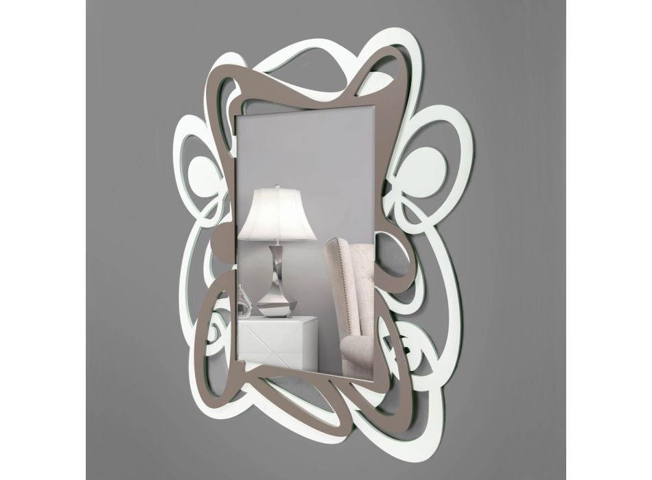 Grande espelho decorativo de parede de design moderno em branco e cacau - Bocchio Viadurini