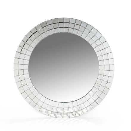 Espelho Decorativo de Parede Redondo com Moldura em Mosaico de Vidro - Roxo Viadurini