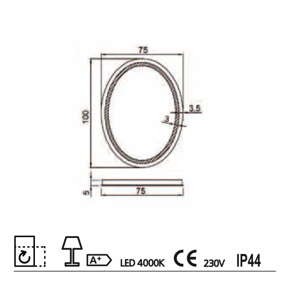 Espelho de design contemporâneo com iluminação LED Pura Viadurini