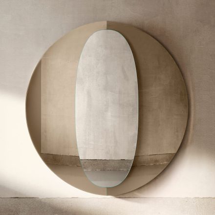 Espelho de madeira com painel duplo, design moderno Bristol, fabricado na Itália. Viadurini