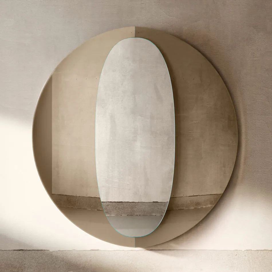 Espelho de madeira com painel duplo, design moderno Bristol, fabricado na Itália. Viadurini