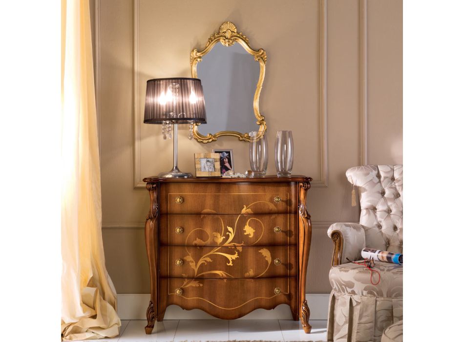 Espelho clássico de folha de ouro com moldura moldada feito na Itália - precioso Viadurini