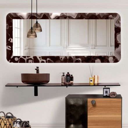 Espelho de vidro curvo com efeito líquido e retroiluminação - Excelsior Viadurini