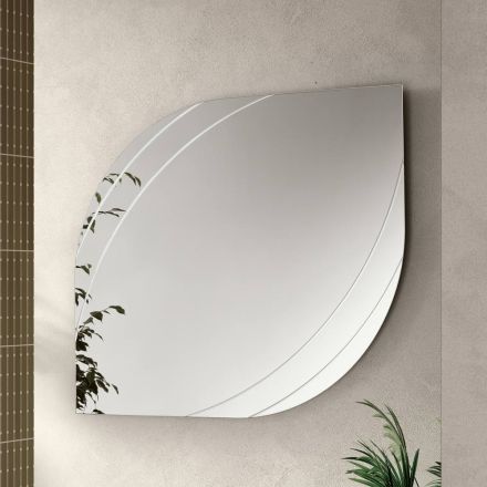 Espelho de vidro com gravuras em dois tamanhos e cores, fabricado na Itália - Vela Viadurini