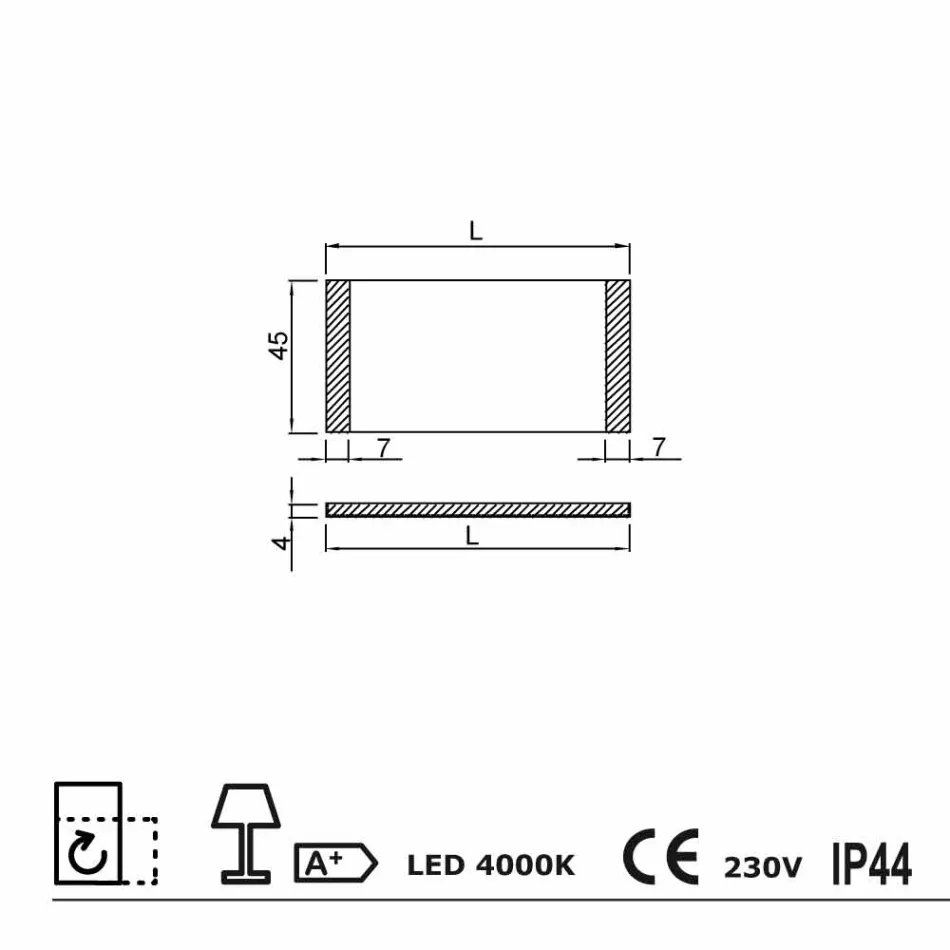 Design LED light Espelho com bordas de vidro acetinado Sam Viadurini