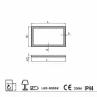 Espelho contemporâneo com bordas de vidro acetinado, iluminação LED, Ady Viadurini