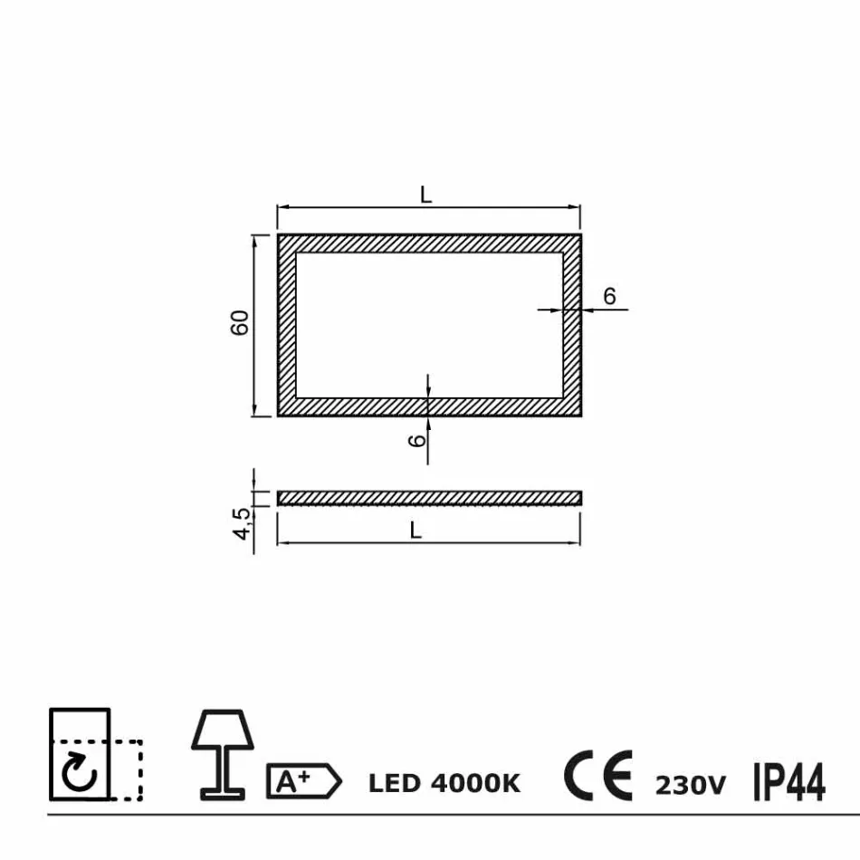 Espelho contemporâneo com bordas de vidro acetinado, iluminação LED, Ady Viadurini