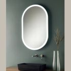 Espelho Oval com Estrutura Metálica e Luzes Made in Italy - Mozart Viadurini