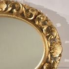 Espelho oval com moldura de madeira perfurada folha de ouro feito na Itália - Florença Viadurini