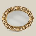 Espelho oval com moldura de madeira perfurada folha de ouro feito na Itália - Florença