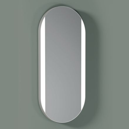 Espelho de banheiro oval com luzes laterais fabricado na Itália - Albert Viadurini
