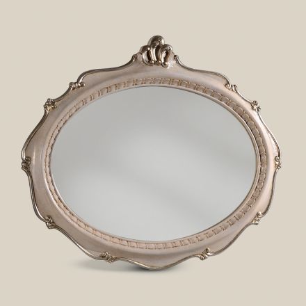Espelho Oval Estilo Clássico em Madeira Branca Feito na Itália - Florença Viadurini