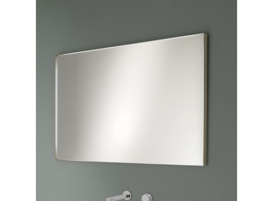 Espelho retangular de parede com moldura de bronze, preto, platina ou cobre - Renga Viadurini