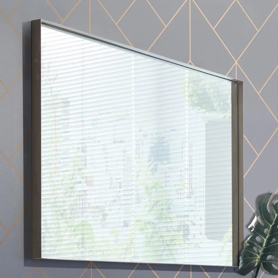 Espelho retangular de parede com moldura de bronze, preto, platina ou cobre - Renga Viadurini