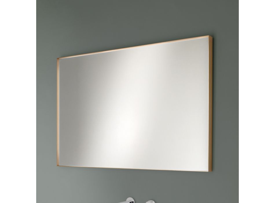Espelho retangular de parede com moldura de bronze, preto, platina ou cobre - Renga Viadurini