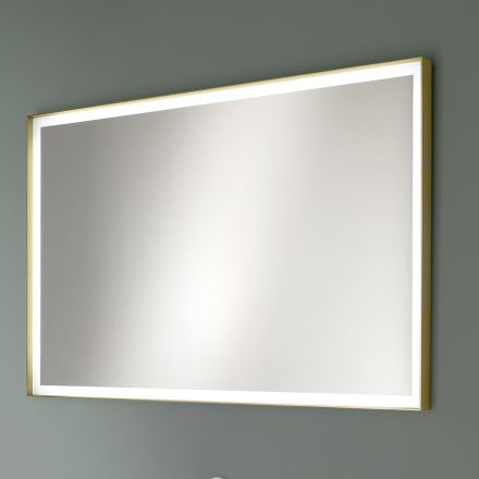 Espelho de parede retangular com estrutura metálica em várias cores e luz LED - Renga Viadurini