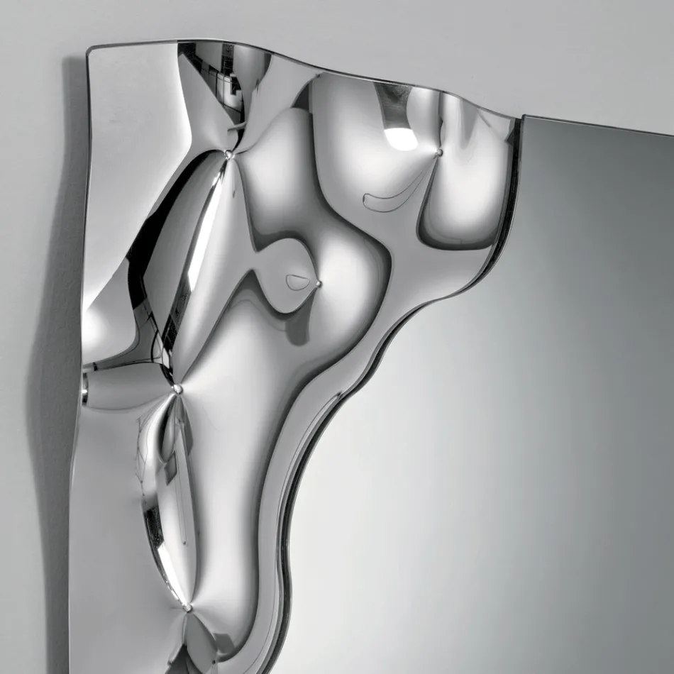 Espelho retangular com canto em vidro fundido, fabricado na Itália - Adelinda Viadurini