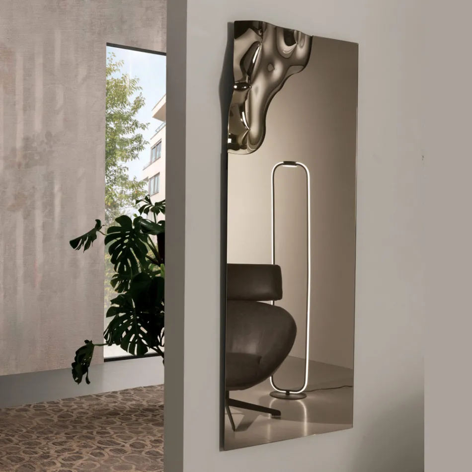 Espelho retangular com canto em vidro fundido, fabricado na Itália - Adelinda Viadurini