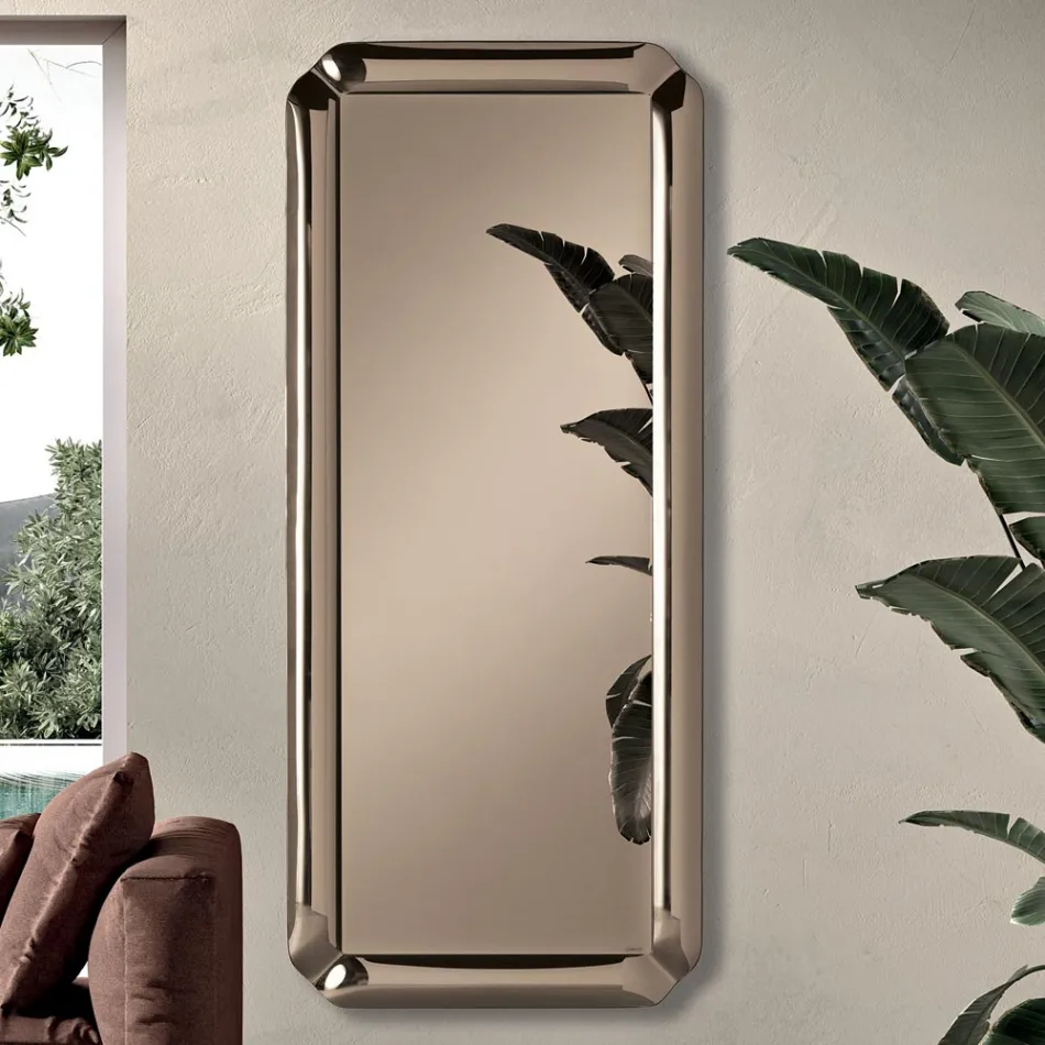 Espelho retangular com moldura de cristal fundido, fabricado na Itália - Belinda Viadurini