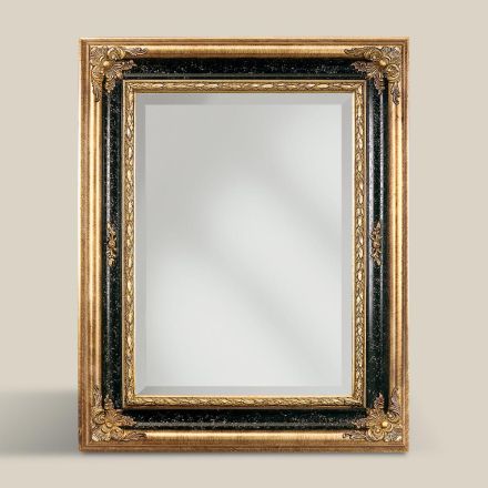 Espelho retangular em madeira de folha de ouro e preto feito na Itália - Sophie Viadurini