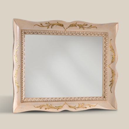 Espelho retangular de madeira branco estilo clássico feito na Itália - Florença Viadurini