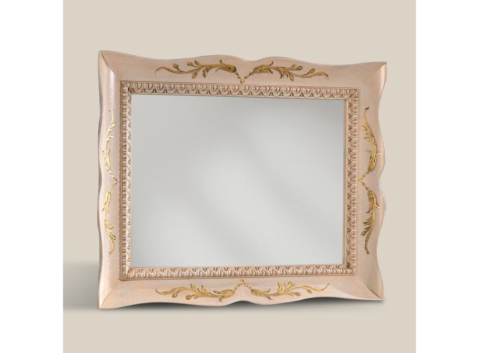 Espelho retangular de madeira branco estilo clássico feito na Itália - Florença Viadurini