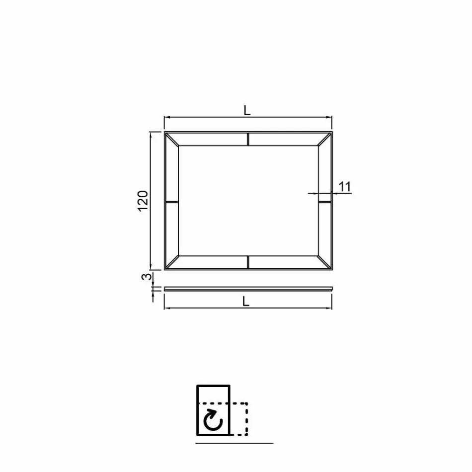 Dobrado com rebordo moderno, H120 x L120cm, Dedalo Viadurini