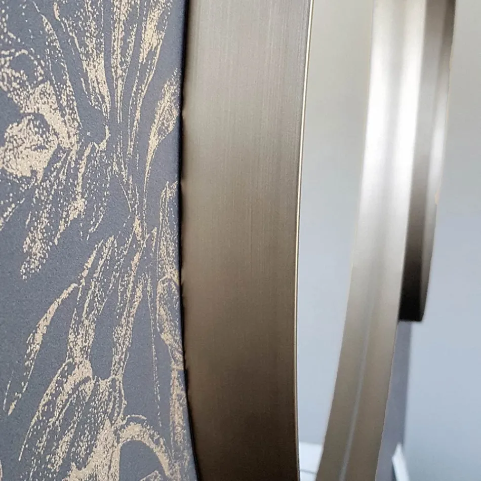 Espelho redondo de parede com moldura de bronze, preto, platina ou cobre - Renga Viadurini