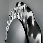 Espelho redondo com moldura de vidro ondulado, fabricado na Itália - Adelma Viadurini